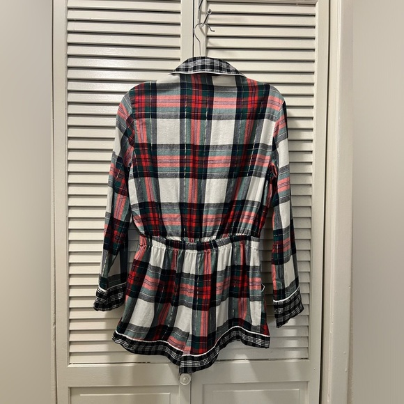 Victorias Secret LOVE Rhinestone Plaid Pajamas Romper - Picture 4 of 9